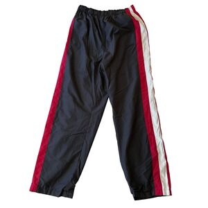 FUBU Vintage Mens Track Pants Black Red White Striped Mesh Lined Large RN 37980